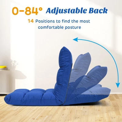 Costway Adjustable 14-Position Floor Chair Folding Lazy Gaming Sofa Lounge Chair GrayBlue Coffee 8 Costway Adjustable 14-Position Floor Chair Folding Lazy Gaming Sofa Lounge Chair GrayBlue Coffee - Image 6