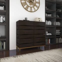 Contemporary Bold Facet Carved Wood Side Cabinet Brown - Olivia & May -Lush Living Store GUEST 3032faff 8dec 452e a2fd 9268f1964fdd