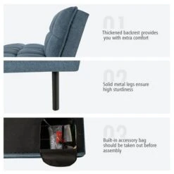 Costway Modern Convertible Futon Sofa Bed Linen Fabric Folding Couch Recliner GreyAquamarineBlue -Lush Living Store GUEST 307ab04c 8480 4838 92e1 62a801e8a1d6