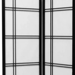 6 Ft. Tall Double Cross Shoji Screen - Black (3 Panels)
