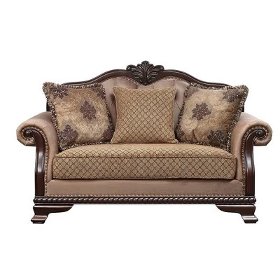 69" Chateau De Ville Fabric Sofa Espresso Finish - Acme Furniture 8 69" Chateau De Ville Fabric Sofa Espresso Finish - Acme Furniture - Image 6