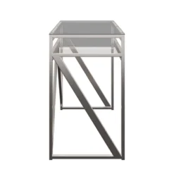 Severin Glass Top Brushed Nickel Sofa And Table Silver - Inspire Q -Lush Living Store GUEST 310ecc57 75a9 4cef b200 4d63c425bc8a