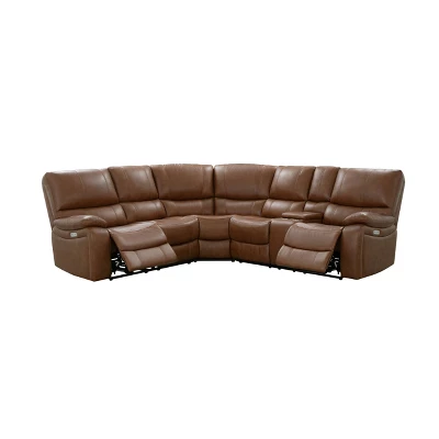 3pc Quinby Leather Power Sectional - Abbyson Living 3 3pc Quinby Leather Power Sectional - Abbyson Living