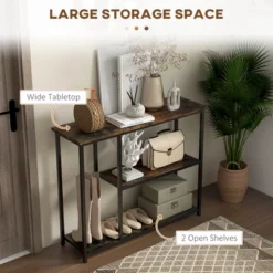 HOMCOM 39" Console Table, Modern Sofa Table With 2 Storage Shelves, Steel Frame, Narrow Entryway Table For Hallway -Lush Living Store GUEST 315b6b7c 137e 48a2 af5c 373435fa5d34