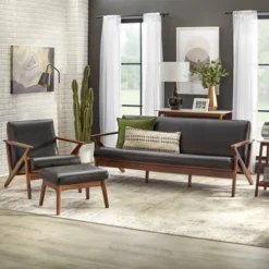 Bianca Mid-Century Modern Armchair Black/Walnut - Buylateral -Lush Living Store GUEST 315f2f65 2f52 4bc9 976c 622c9d234098