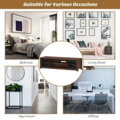 Costway TV Stand Entertainment Center For TV's Up To 65'' With Sliding Mesh Doors Walnut Black -Lush Living Store GUEST 3171e2bd 01a5 43ad a053 1f0cb47806f5