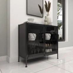 Industrial Metal Cabinet Black - Olivia & May -Lush Living Store GUEST 31a514d4 fa40 46fc adca fbf7c3aa30ab