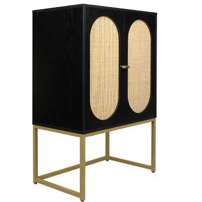 Natural Rattan 2 Door High Cabinet With Built-In Adjustable Shelves - ModernLuxe 9 Natural Rattan 2 Door High Cabinet With Built-In Adjustable Shelves - ModernLuxe - Image 7