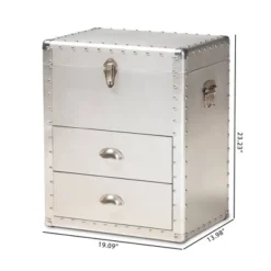 Serge Metal 2 Drawer Accent Storage Chest Silver - Baxton Studio -Lush Living Store GUEST 324a2209 75a5 4edb a1ee 01ba51d64420