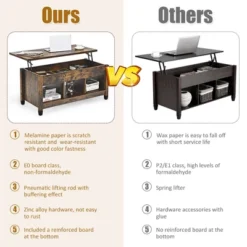 Costway Lift Top Coffee Table W/ Hidden Compartment And Storage Shelves Coffee -Lush Living Store GUEST 325ee149 b483 42bd 9521 fa49a46c56b5