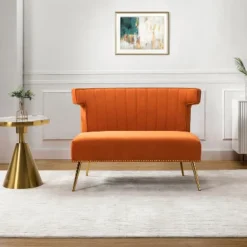 Cadmus 46" Modern Velvet Armless Loveseat With Channel-tufted Wingback For Living Room And Drawing Room| KARAT HOME -Lush Living Store GUEST 32b1da6d 7fec 45ca 8dd1 bc03eaa8240e