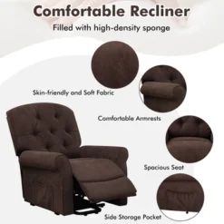 Costway Power Lift Recliner Chair Sofa For Elderly W/ Side Pocket & Remote Control BlackBrown -Lush Living Store GUEST 32c08943 232c 4dd3 a221 81a44b90b9cd