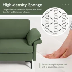 Costway Modern Loveseat Fabric 2-Seat Sofa Couch For Small Space W/Metal Legs Army -Lush Living Store GUEST 32c0b90c 633b 4990 801e e62fe1c64d77