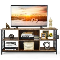 Costway 3-Tier TV Stand For TV's Up To 65'' Entertainment Media Center W/Storage Basket -Lush Living Store GUEST 3334ecfe 6649 4705 8e78 c62cd18aac48