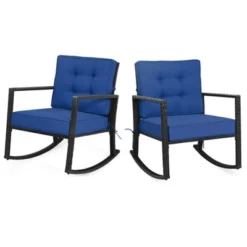 Tangkula 2PCS Outdoor Wicker Rocking Chairs Glider Rattan Rocker Recliner With Cushion -Lush Living Store GUEST 33368ff5 0a27 4cc7 b283 42568acafe69