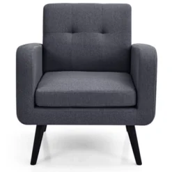 Tangkula Modern Upholstered Accent Chair Linen Fabric Single Sofa With Rubber Wood Leg Grey/ Blue -Lush Living Store GUEST 335a546e 9297 4f9e b450 0ad7ef4cbfa1
