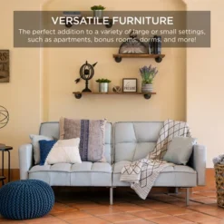 Best Choice Products Convertible Living Room Linen Fabric Tufted Split-Back Futon Sofa W/ 2 Pillows -Lush Living Store GUEST 33c9e24e 49a2 4cdd b693 aa46a2bac439