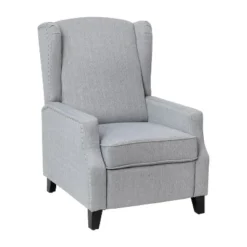 Emma And Oliver Fabric Upholstered Easy Push Back Recliner - Classic Wingback Design With Nailhead Accent Trim And Footrest -Lush Living Store GUEST 33ed7dcf 35ae 4ee9 affe f4ddc29ff0c4