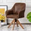 Costway Mid Century Swivel Accent Chair Hot-Stamping Cloth Armchair Retro Brown 2 Costway Mid Century Swivel Accent Chair Hot-Stamping Cloth Armchair Retro Brown -Lush Living Store GUEST 340124c1 bcf0 41df 98c8 7bdabdee1df9