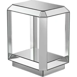 Studio 55D Modern Mirrored Rectangular Accent Side End Table 21" X 16" With Open Shelf Beveled For Living Room Bedroom Bedside -Lush Living Store GUEST 34794b26 730b 4c83 b023 f0f358f8dd1b