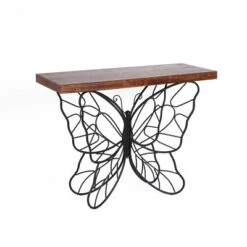 LuxenHome Wood Top Metal Butterfly Accent Console And Entry Table -Lush Living Store GUEST 3492257c 3f64 4be1 8bbf 39670135e961