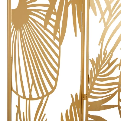 Glam Metal Palms Room Divider Screen Gold - Olivia & May 6 Glam Metal Palms Room Divider Screen Gold - Olivia & May - Image 4
