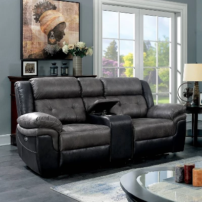Melio Loveseat With 2 Powered Recliners Gray/Black - HOMES: Inside + Out 3 Melio Loveseat With 2 Powered Recliners Gray/Black - HOMES: Inside + Out