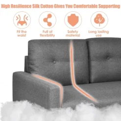 Costway Modern Loveseat Sofa 55'' Upholstered Chair Couch With Soft Cloth Cushion Grey -Lush Living Store GUEST 34db6656 c3ba 4e7e 84f8 d0981482a2b9