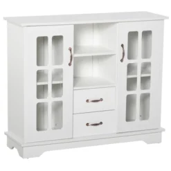 HOMCOM Modern Storage Console Cabinet With 2 Framed Glass Doors And 2 Drawers For Kitchen Or Living Room -Lush Living Store GUEST 3510f964 4e06 45bb bde0 102f06cab89f