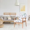 Costway Modern Accent Armchair Fabric Lounge Chair W/Rubber Wood Leg White&Blue Floral -Lush Living Store GUEST 35cd681e fc56 4dfc ae2b 79fd3e1ca009