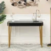 LuxenHome Black Wood And Gold Metal Console And Entry Table -Lush Living Store GUEST 3620fb8e c1d8 48cf 9aa0 f4a1bed8afec