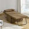 HOMCOM 4-in-1 Multi Function Folding Single Sofa Bed With Retractable Footrest, Convertible Sleeper With Adjustable Backrest, Brown -Lush Living Store GUEST 3622af63 24fa 45a5 b5d7 2d8c31abbb81