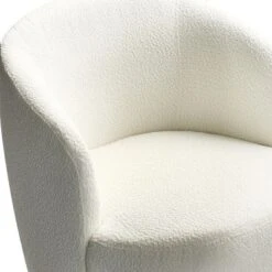 Bella 28'' Seat Width Touch Modern White Boucle Upholstered With 360° Swivel Accent Armrest Barrel Chairs-The Pop Maison -Lush Living Store GUEST 362ef812 d534 4cc6 a645 b90e7e878d6a