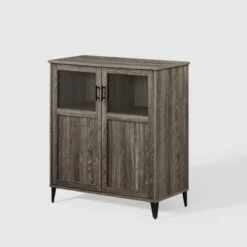Transitional Glass And Grooved Door Accent Cabinet - Saracina Home -Lush Living Store GUEST 365a0f93 6aae 4ba4 91a6 4b30d7079dd7
