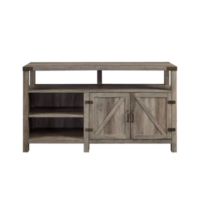 2 Door Farmhouse Highboy TV Stand For TVs Up To 65" Gray Wash - Saracina Home 4 2 Door Farmhouse Highboy TV Stand For TVs Up To 65" Gray Wash - Saracina Home - Image 2