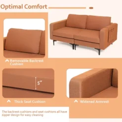 Costway Modern Loveseat Linen Fabric 2-Seat Sofa Couch W/ Side Storage Pocket GreenOrange 21 Costway Modern Loveseat Linen Fabric 2-Seat Sofa Couch W/ Side Storage Pocket GreenOrange -Lush Living Store GUEST 37072218 4c6a 4bfc 8fc3 cff00315e5f5