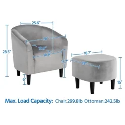 Yaheetech Fabric Upholstered Accent/Barrel Chair And Ottoman Set For Living Room -Lush Living Store GUEST 3759f734 dd1f 4f8a 8d13 ed77c4668852