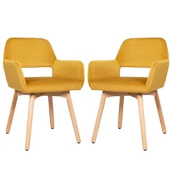 Costway Set Of 2 Modern Accent Armchairs Velvet Fabric Leisure Chairs Club Guest YellowBlue Grey -Lush Living Store GUEST 3766099f aaff 4e7e a09b 6d91f98aff81