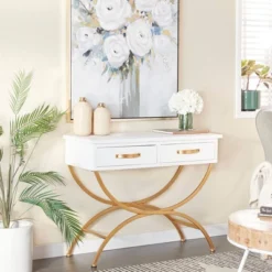 Contemporary Pine Console Table White - Olivia & May -Lush Living Store GUEST 3767758e 771c 4923 b396 33a19a2cf717