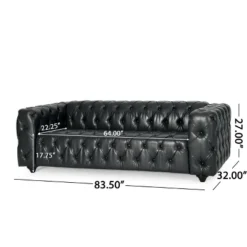 Sagewood Contemporary Faux Leather Tufted 3 Seater Sofa Midnight Black/Dark Brown - Christopher Knight Home -Lush Living Store GUEST 379a548f 42af 4d2b bceb 1da36fc97cd1