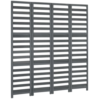 HOMCOM 5.6' 4 Panel Room Divider Folding Privacy Screen Panel, Louvred Freestanding Privacy Divider, White / Grey 5 HOMCOM 5.6' 4 Panel Room Divider Folding Privacy Screen Panel, Louvred Freestanding Privacy Divider, White / Grey - Image 3