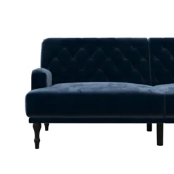 Lyla Upholstered Velvet Futon Blue - Room & Joy -Lush Living Store GUEST 38120311 a001 4f4a 8c47 ae34f89ea3e0