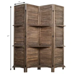 Rancho 4 Shelf Panel Folding Screen Room Partition Paulownia Wood - Proman Products -Lush Living Store GUEST 383576da df12 48d7 9476 dba8916405f4
