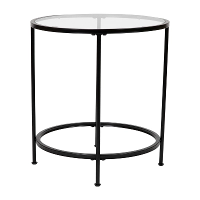 Flash Furniture Astoria Collection Round End Table - Modern Clear Glass Accent Table With Matte Black Frame 9 Flash Furniture Astoria Collection Round End Table - Modern Clear Glass Accent Table With Matte Black Frame - Image 7