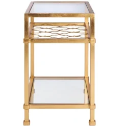 Hanzel Gold Leaf Glass Side Table - Gold - Safavieh -Lush Living Store GUEST 388cbb23 4db8 4c89 94b0 b8557be7f105