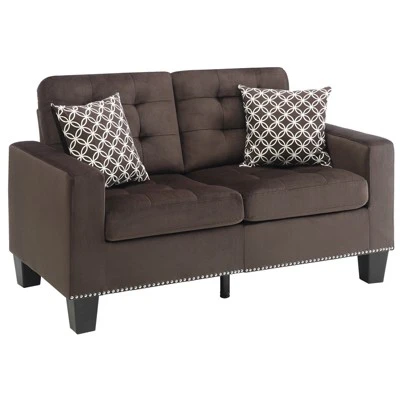 Lantana Tufted Microfiber Loveseat In Chocolate - Lexicon 8 Lantana Tufted Microfiber Loveseat In Chocolate - Lexicon - Image 6