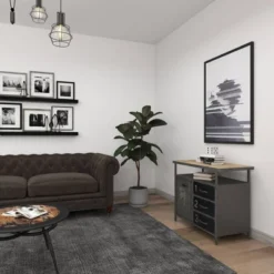 Metal Utility Cabinet With Wood Top Steel Gray - Olivia & May -Lush Living Store GUEST 38c553ff 2bcd 4c31 a479 821cabcac588