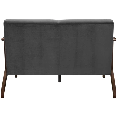 Carlson Velvet Upholstered Loveseat In Dark Gray And Dark Walnut - Lexicon 4 Carlson Velvet Upholstered Loveseat In Dark Gray And Dark Walnut - Lexicon - Image 2