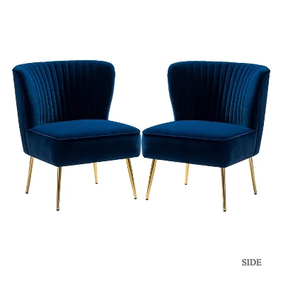 Quentin Velvet Accent Side Chair With Padded Seat Set Of 2 | Karat Home 13 Quentin Velvet Accent Side Chair With Padded Seat Set Of 2 | Karat Home - Image 11