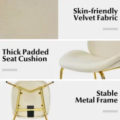 Costway Set Of 2 Velvet Accent Chairs Dining Side Chairs W/Gold Metal Legs Pink/Beige/Green/Grey -Lush Living Store GUEST 3a0e5f74 bed4 480d a89a 07057e12e1ca